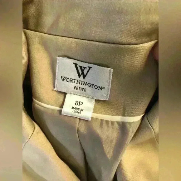 Worthington Khaki Beige Light Brown Career Blazer Jacket Women 8 Petite - Picture 10 of 10